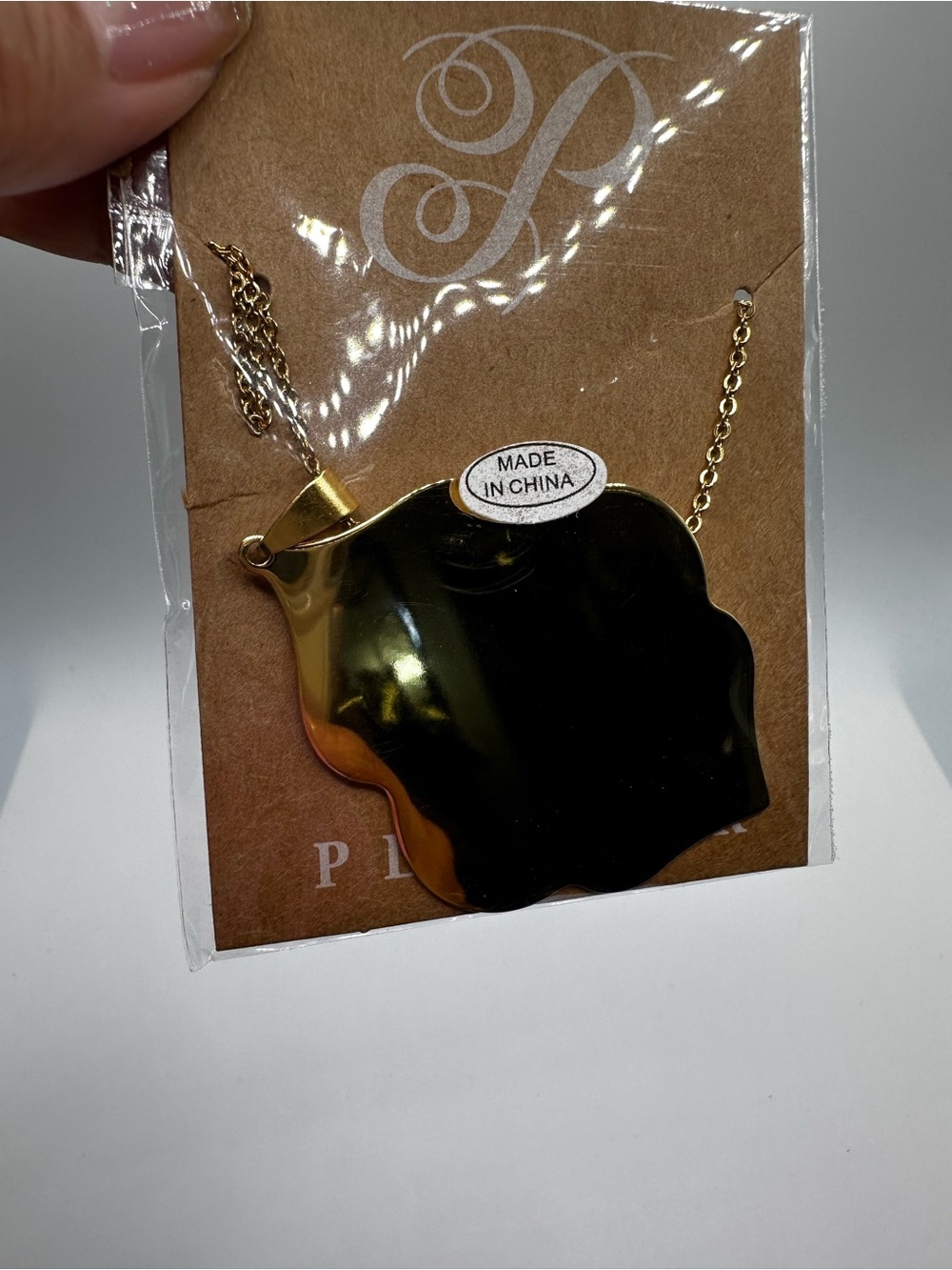 PLUNDER Goldtone Shell High Polish Long Pendant Long Necklace